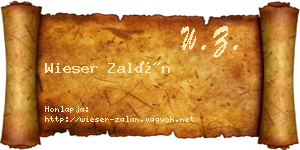 Wieser Zalán névjegykártya